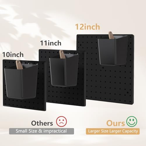 FZK Modular Plastic Peg Board Wall Organizer Kit, 12x12, Black - Image 3