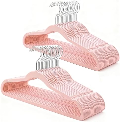 Pink Velvet Hangers 60 Pack, Adult Hangers Anti-Slip Slim Space Saving Hangers with 360° Swivel Hook, 17.5 Inch Clothes Hangers for Coats,Sweater,Jackets,Dresses, Shirts, Suits & T-Shirts by BGRQRIQ