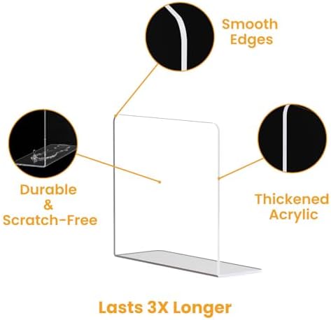Shelf Dividers for Closet Organization – Acrylic Clear Sturdy Dividers to Keep Clothes, Sweaters & Purses Upright, Free-Standing for Wood Shelves, 10" Tall x 12" Deep, 8 Pack - Image 7