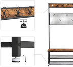 VASAGLE Coat Rack and Storage Bench, Hall Tree with 9 Hooks, Iron Frame - Image 6
