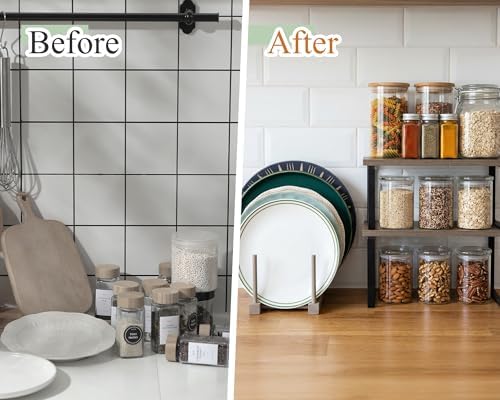 4 Pcs Kitchen Organizer Accessories Set for Cabinet, Gray, 11.8 x 7.9'' - Image 3