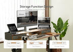Claiks Standing Desk with Drawers & Wheels, 2 Height Shelf 59" Rustic Brown - Image 3