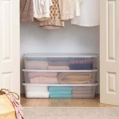3 Pack 50QT Stackable Plastic Storage Bins With Lids - Image 5