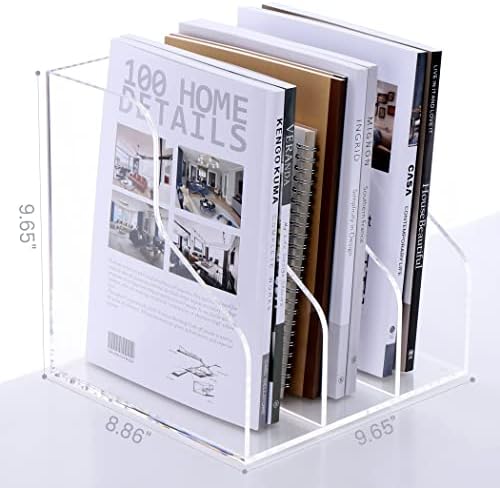 HeZone Desk File Organizer, Acrylic Magazine File Holder with 3 Vertical Compartments Rack File Sorter for Office Home Classroom Desk Organization, Clear… - Image 4