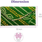 LoveNspire Brocade Fabric Money Envelopes (7.5 x 3.5 Inch) Decorative Bandhani Pattern Shagun Lifafa for Indian Wedding, Birthday | Cash Gift Holder & Home Savings Organizer Green/Pack of 10 - Image 4