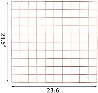 Multifunction Electroplated Bling Metal Mesh Grid Panel, Wall Photo Artwork Display and Organizer for College Dorm Living Room, Pack of 1 Pcs, 23.6" x 23.6", Rose Gold - Image 2