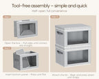 Homsorout Collapsible Storage Bins with Lids - Stackable Storage Containers with Window, 6 Pack Fabric Cube Bins for Closet, Home & Office Organization Baskets, Light Gray, 14.9" x 9.8" x 9.8" - Image 7