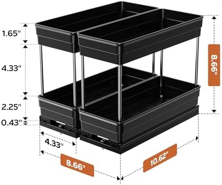 Pull Out Spice Rack Organizer for Cabinet, 2 Pack 2 Tier Sliding Spice Rack - Image 5