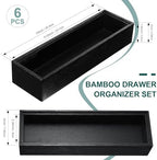 Uiifan Bamboo Drawer Organizer Black 10 x 3 x 2'' Stackable for Kitchen - Image 2