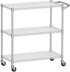 WORKPRO 40" 3-Tier Utility Cart, 330 LBS Capacity, Adjustable Shelves by WORKPRO