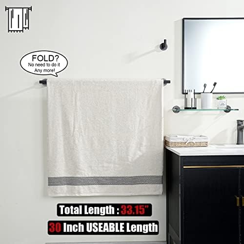 JQK Oil Rubbed Bronze Towel Bar, 33 Inch 304 Stainless Steel Thicken 0.8mm Towel Rack Bathroom, Towel Holder ORB Wall Mount, Useable Length 30 Inch, TB110L30-ORB - Image 3