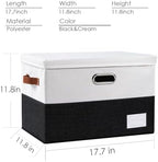 PRANDOM Foldable Storage Bins with Lids [3-Pack] Fabric Collapsible Storage Boxes Baskets Cubes Containers with Handles for Closet Living Room Bedroom (Black & White 17.7x11.8x11.8'') - Image 5