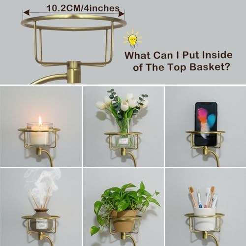 100% Solid Brass Hand Towel Holder, Champagne Bronze Towel Hook, Bathroom Towel Holder with Candle Holder for Wall Décor, Brass Bathroom Accessories, Wall Vase Holder - Image 2