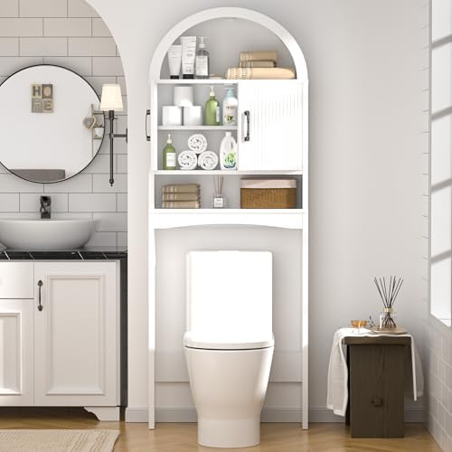 Spurgehom Arch Over The Toilet Storage Cabinet,Bathroom Organizer, White - Image 3