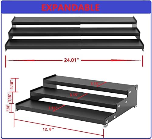 Jojocross Spice Rack Organizer for Cabinet, 3 Tier Expandable Spices Storage, Great for Kitchen Cabinets, Cupboard,Pantry and Countertop More 2 Packs/Black - Image 5