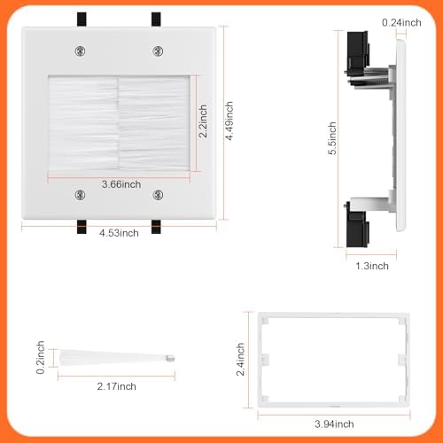 in Wall Cable Management Kit with Brush Wall Plate,AC Outlets & USB-A+USB-C Ports,9ft Cord,Hide Cords Recessed Wall Outlet for TV Cable Management,HDMI Cables and Home Theater Systems - Image 6