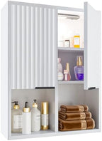 HAIOOU Fluted Bathroom Wall Cabinet with Motion Sensor Light - White by HAIOOU