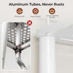 Orimade Rustproof 4 Tier Floor Standing Corner Shower Caddy Organizer with Toothbrush Holder, Large Spacing Floor Shower Shelf Rack Storage Stands with Hooks for Bathroom Kitchen, White - Image 3
