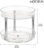mDesign 2-Tier Lazy Susan Turntable for Kitchen Cabinets, Shelf, Table, Countertop, 9" Multi Level Rotating Organizer Carousel, Storage Turntable Organizer, Ligne Collection, 2 Pack, Clear/Chrome - Image 4