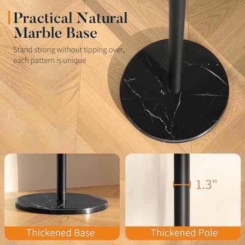 Yoobure Coat Rack Freestanding with Natural Marble Base - Coat Tree with 8 Hooks Heavy Duty Coat Hanger Stand, Metal Coat Rack Stand for Jacket, Hat, Clothes & Bag, Hall Tree Hat Rack for Entryway - Image 3