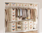 Homsorout Stackable Storage Drawers - Large Collapsible Storage Bins with Drawers, 4 Pack Closet Shelf Organizer Basket, Fabric Pull Out Organizer for Bedroom, Living Room, Dorm, Light Beige - Image 2