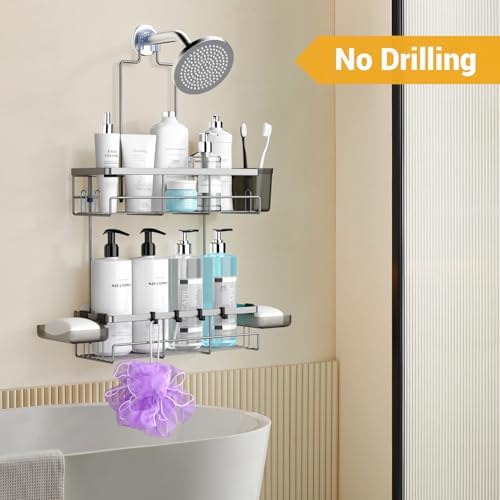 Hanging Shower Caddy Over Showerhead - Rustproof No Drill Shower Organizer - Image 5