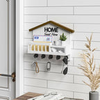 Key and Mail Holder for Wall, Wall Key Holder with Shelf, Key Rack Wall Mount, Wood Key Holder Wall Mount White, Mail Organizer Wall Mounted, Entryway & Front Door Key Holder with 5 Hooks - Image 6