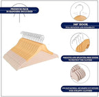 Wooden Hangers, 20 Pack, Non-Slip Velvet for Pants, Coats - Image 2