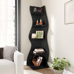 LITTLE TREE Small Corner Shelf, Modern 5-Tier Wall Corner Bookshelf, Stylish Bookcase Storage Rack for Small Space, Living Room, Bedroom, Black, 2 Pack - Image 4