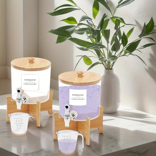 Laundry Detergent Dispenser, 88 oz / 2.5L Fabric Softener Dispenser for Laundry Room Organization, Detergent Holder with Stainless-Steel Spigot, Laundry Soap Container (2 Sets) - Image 6