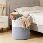 100L Extra Large Tall Cotton Rope Laundry Basket with Handles, Grey - Image 5