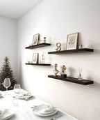 24 Inch Rustic Wood Floating Shelves Farmhouse Wooden Wall Shelves for Bathroom Bedroom Living Room Kitchen Office Set of 4 Brown - Image 7