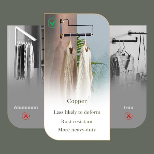 NEWRAIN Clothes Drying Rack, Laundry Racks for Drying Clothes, Wall Mounted Swing Arm Clothes Hanger for Laundry Room, Garage, Indoor & Outdoor Use,Black - Image 4