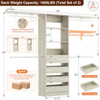 Aheaplus Closet System with Drawers Set of 2, Wood Closet Organizer System with 8 Hanging Rods & Top Shelves, Walk-in Closets Organizer Wardrobe Clothes Rack, Cut Fits Spaces 4-9FT. Wide, White Oak - Image 7