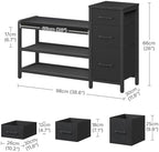 YATINEY Entryway Bench with Shoe Storage, 3-Tier Shoe Rack Bench with Wooden Shelves and 3 Non-Woven Drawers, PU Padded Shoe Storage Bench for Entryway, Bedroom, Black HX07BB - Image 3