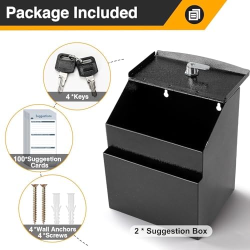 Suggestion Boxes with Slot and Lock,2 Pack Metal Donation Boxes - Image 5