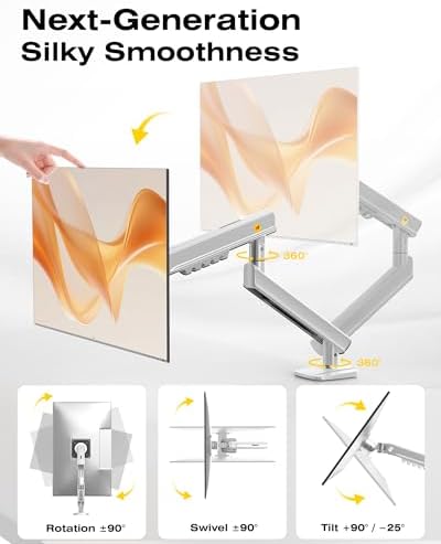 NB SmooVex™ Single Computer Monitor Mount, Monitor Stand fits up to 32 Inch, Mechanical Spring Monitor Arm, VESA 75/100 mm, Model-A5 (Silver) - Image 3