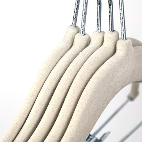 Tosnail 30 Pack Kids Velvet Hangers Children's Clothes Hangers Baby Hangers with Clips - Cream - Image 4