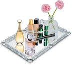 Mirror Perfume Tray for Dresser,Silver Crushed Diamond Filled by YCWF