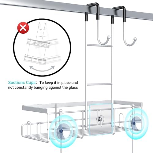 Aitatty Over the Door Hanging Shower Caddy: No Drill Rustproof Shower Rack - Image 3