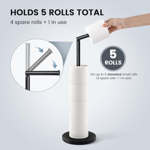 Cesun Free Standing Toilet Paper Holder Stand with Weighted Base, Black - Image 4