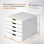 Durable Varicolor 5 Drawer Unit - White Desktop Drawer Set with 5 Color Coded Draws - Letter to Folio Size Files - Perfect for Storing Documents and Paper Work - Image 3