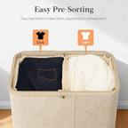 Lifewit 145L Large Laundry Basket with Lid, Laundry Hamper with Plastic Handles and Removable Bag, Foldable Tall Dirty Clothes Hampers for Laundry for Laundry Room, Bedroom, Bathroom, Dorm, Beige - Image 3