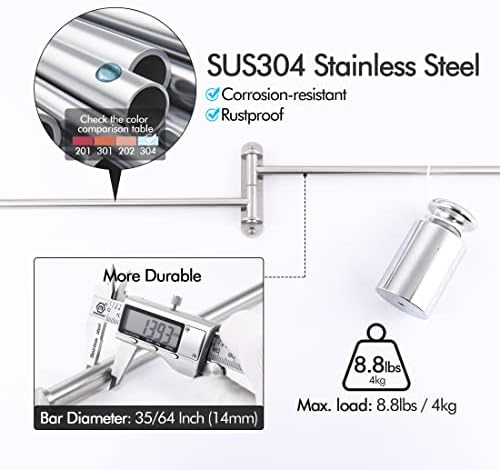 KES 19.5-Inch Bathroom Towel Rack, Swivel Towel Rack 2-Arm, Swing Out Double Towel Bar Wall Mounted, SUS304 Stainless Steel Brushed Finish, A2103S2L50-2 - Image 3