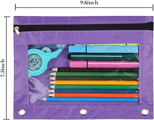 YoeeJob Pencil Pouch for 3 Ring Binder，Zipper Pencil Pouches Bulk，Pencil Case Pouch with Clear Window for Class, School, Office, 6 Colors-24 Packs - Image 2