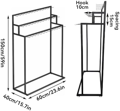 Floor Mounted Belt Hanger, Stepped Belt Display Rack with Hanging Rods and Hooks, 21 Hooks, Lengthened and Bolded, Capacity for Ties, Scarves, Accessories(Black) - Image 2
