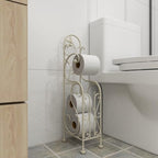 Deco 79 Metal Scroll Toilet Paper Holder with Space to Hold 3 Rolls, 8" x 6" x 24", Cream - Image 6