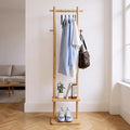 Wooden Coat Rack Freestanding,Hall Tree with Sturdy Base,Clothing Rack for Hanging Clothes,Small Clothes Rack with 3 Storage Shelves,Space Saving for Entryway, Hallway, Bedroom (Natural) by GZQXHOME