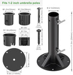 Dolibest Heavy Duty Deck Mount Umbrella Holder with Plastic Sleeve, Fully Welded Steel Patio Umbrella Base up to 2'' Poles, Outdoor Umbrella Stand for Patio Table, Balcony, Decks, Docks (Enhanced) - Image 2
