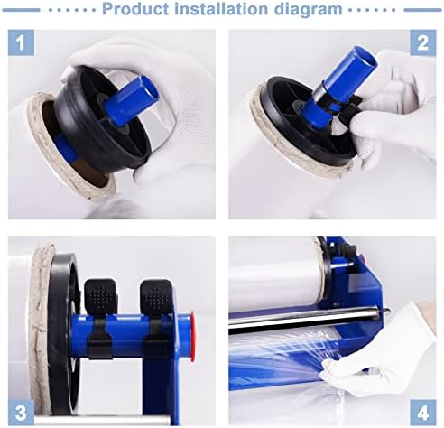 Stretch Film Dispenser, Hand Film Wrapping Machine, Tabletop or Wall Mount for 19.5" Rolls, Spare Blade Included, Fruit & Small Package Packing for Supermarket Grocery Stores - Image 5